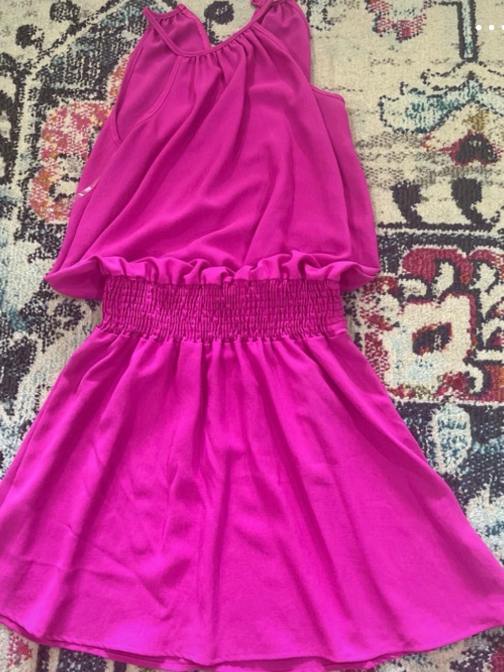 ADORA Hot Pink Smocked Waist Mini Dress